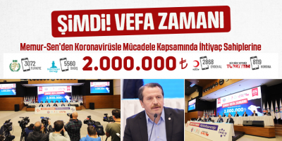 Memur-Sen’den Koronavirüsle Mücadele Kapsamında İhtiyaç Sahiplerine 2 Milyon TL’lik Destek
