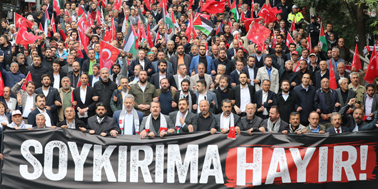 Ankara’da Binlerce Kişi Katil İsrail’in Soykırımına Karşı Yürüdü “Direniş Sürmeli, Nöbet Devam Etmeli”